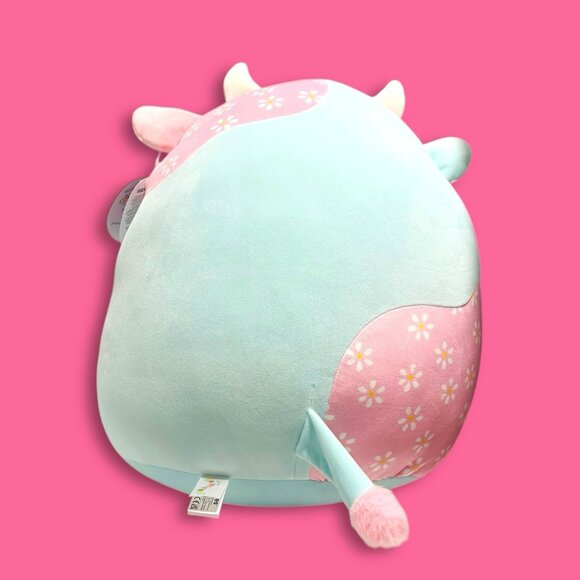 RARE Squishmallow Easter 2025 Yamaris the Cow with Daisy Print 16 inch Plush NWT - Picture 4 of 8